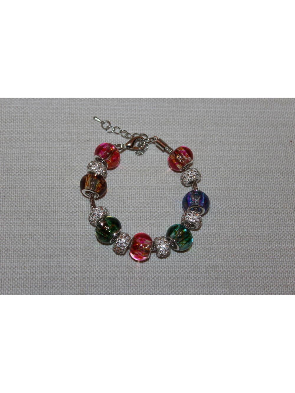 NEW Niss Jewelry Murano Glass and Crystal Multi Color Bead Bracelet
